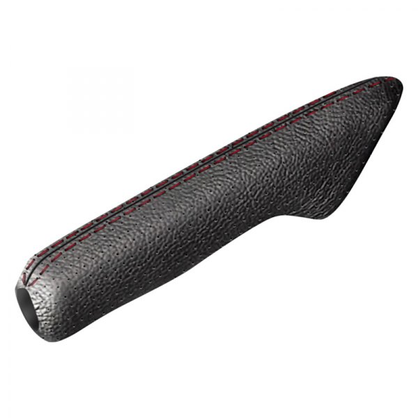  Redline Goods® - Perforated Leather Red E-Brake Handle Cover with Light Green Stitching