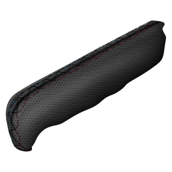  Redline Goods® - Perforated Leather Charcoal E-Brake Handle with Medium Gray Stitching