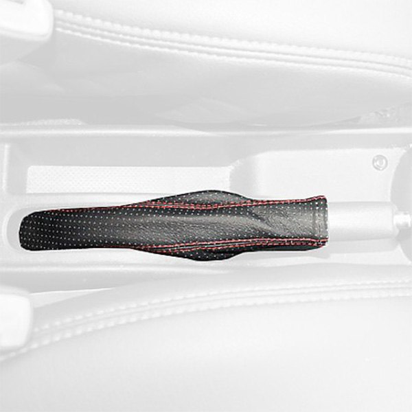  Redline Goods® - Carbon Fiber Vinyl Red E-Brake Boot with Hazelnut Stitching
