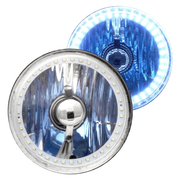 RedLine LumTronix® - Elite 5 3/4" Round Chrome Diamond Cut White Color Halo Euro Headlights