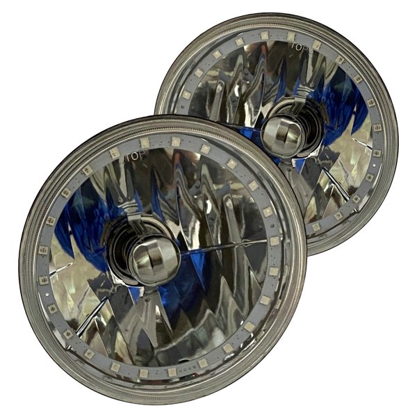 RedLine LumTronix® - Elite 7" Round Chrome Diamond Cut Color Changing Halo Euro Headlights