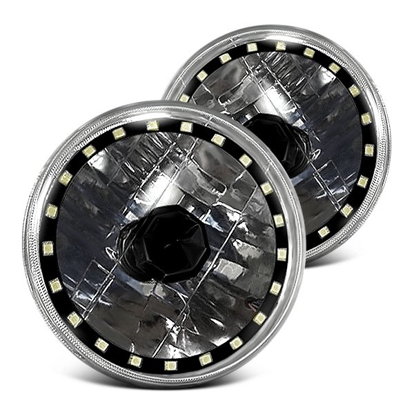 RedLine LumTronix® - Black Illusion™ Elite 5 3/4" Round Black Diamond Cut White Color Halo Euro Headlights