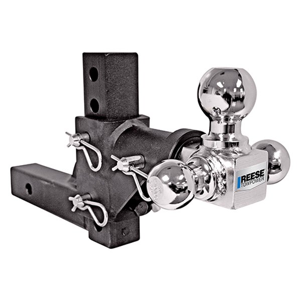 Reese Towpower® - 7" Adjustable Chrome / Black Tri-Ball Mount for 2" Receiver