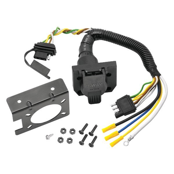 Reese Towpower 85343 7 Way Flat Pin Connector 4 Flat Combo Adapter Harness With Mounting Bracket And Hardware