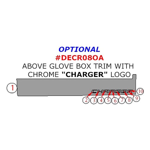 Remin® - Above Glove Box Trim Upgrade Kit With Chrome "Charger" Lettering (10 Pcs)