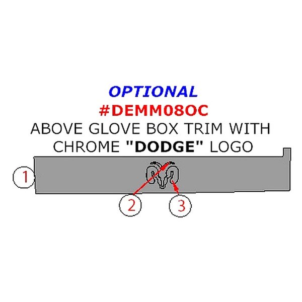 Remin® - Above Glove Box Trim Upgrade Kit With Chrome "Dodge" Lettering (3 Pcs)