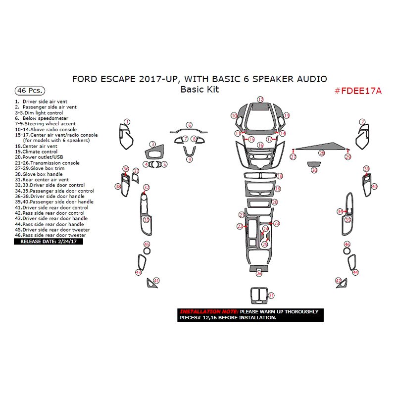 Remin® Ford Escape 2018 Dash Kit