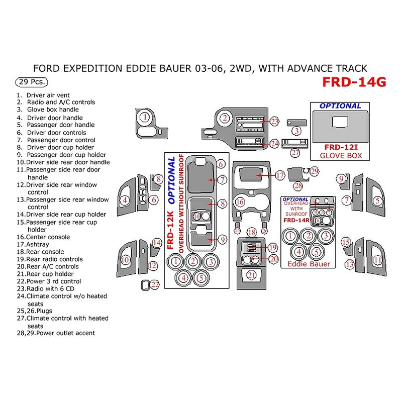 REMIN® MIME14B-RMBW - Real Medium Burl Wood Full Dash Kit (46 Pcs)