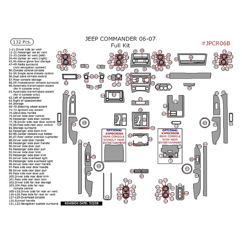 REMIN® JPCR06B-RRW - Real Rosewood Full Dash Kit (132 Pcs)