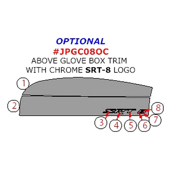 Remin® - Above Glove Box Trim Upgrade Kit With Chrome "SRT 8" Lettering (8 Pcs)