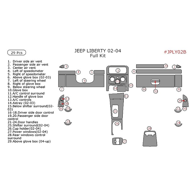 REMIN® JPLY02B-SA - Aluminum Full Dash Kit (29 Pcs)