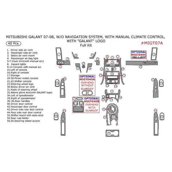 REMIN® MIGT07ARSWCF Real Silver Wire Carbon Fiber Full Dash Kit With