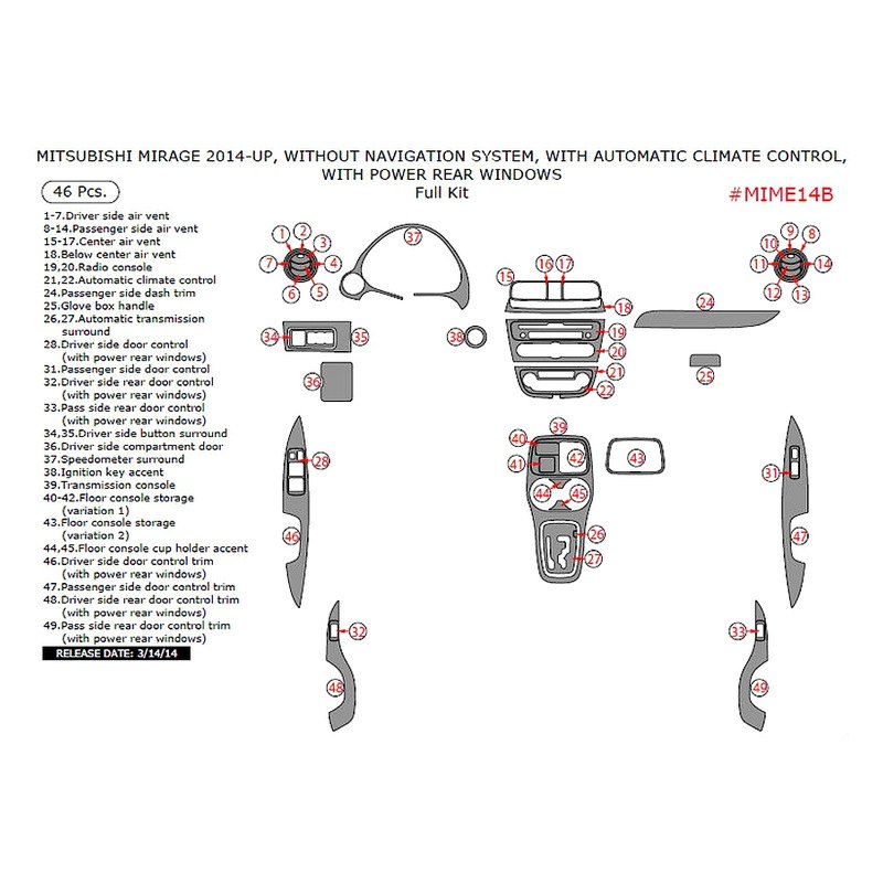 REMIN® MIME14B-RMBW - Real Medium Burl Wood Full Dash Kit (46 Pcs)