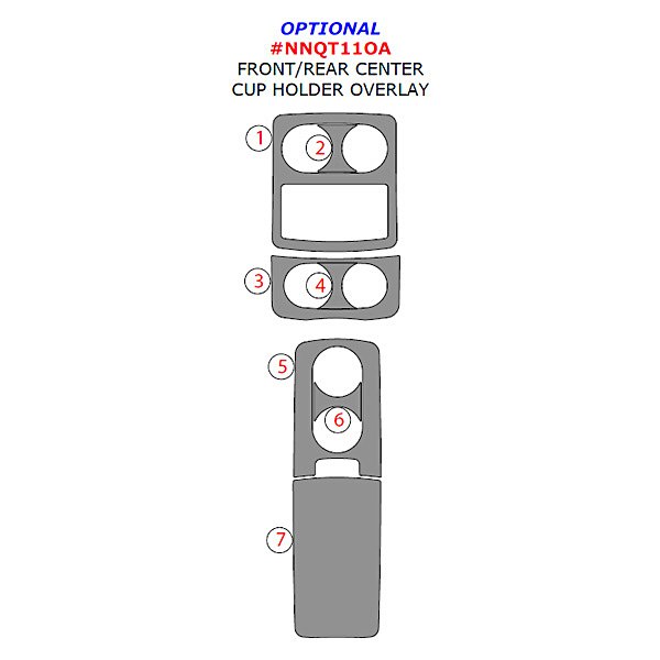 Remin® - Front/Rear Cup Holder Console Overlay Upgrade Kit (7 Pcs)