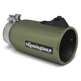 Remington Parts® - Open Sight Round Straight Cut Clamp-On Green Exhaust Tip with Black Logo (2.5" Inlet, 4" Outlet, 10.5" Length)