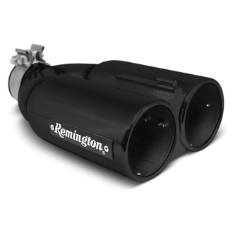Remington Parts® - Double Barrel Straight Cut Clamp-On Dual Black Exhaust Tip (3" Inlet, 4" Outlet, 13.25" Length)