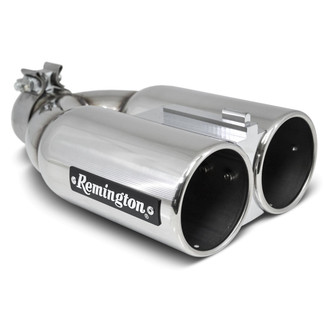 Remington Parts® - Double Barrel Straight Cut Clamp-On Dual Polished Exhaust Tip (3" Inlet, 4" Outlet, 13.25" Length)