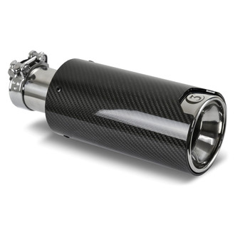 Remington Parts® - 3C Round Straight Cut Clamp-On Carbon Fiber Exhaust Tip (3" Inlet, 4" Outlet, 12.35" Length)