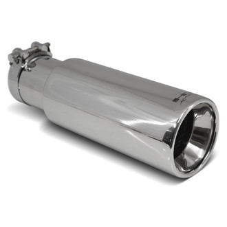 Remington Parts® - HD Offroad Stainless Steel Round Straight Cut Clamp-On Polished Exhaust Tip (3" Inlet, 4" Outlet, 12.35" Length)