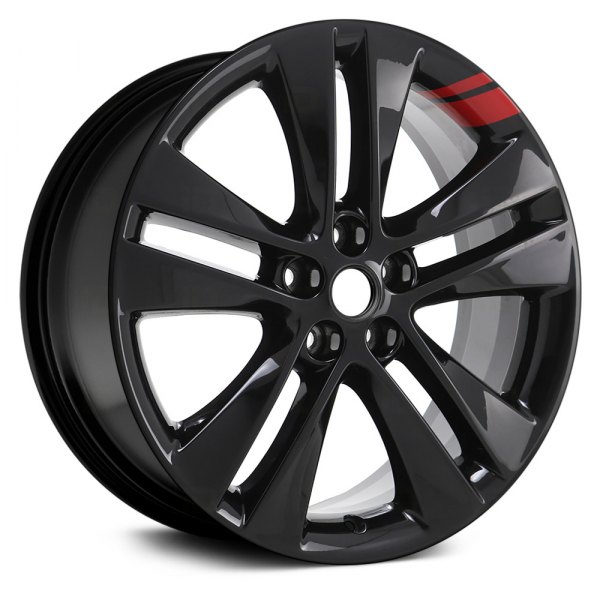 Replace® - 18 x 7.5 Double 5-Spoke Black with Red Accents Alloy Factory Wheel (Remanufactured)