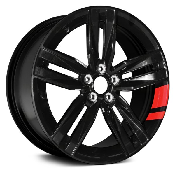 Replace® - 20 x 8.5 Double 5-Spoke Black with Red Accents Alloy Factory Wheel (Remanufactured)