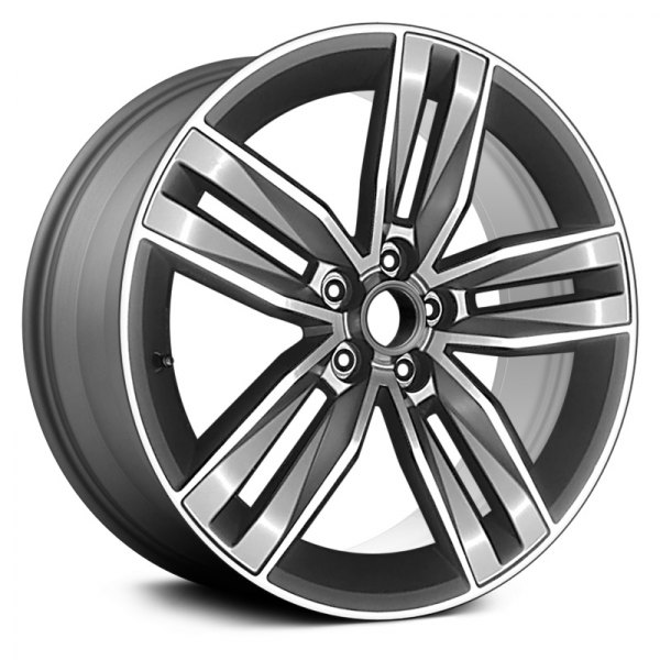 Replace® - 20 x 9.5 Double 5-Spoke Machined and Bluish Charcoal with Egg Matte Clear Alloy Factory Wheel (Factory Take Off)