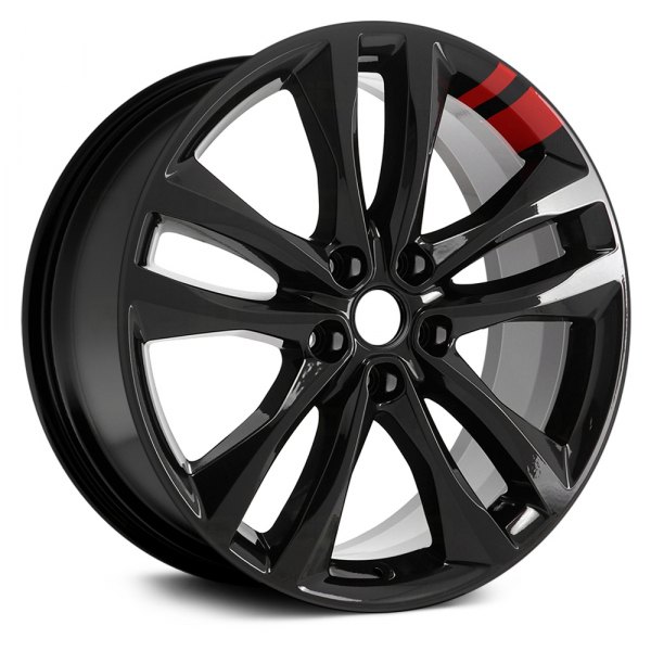 Replace® - 19 x 8.5 Double 5-Spoke Black with Red Accents Alloy Factory Wheel (Remanufactured)
