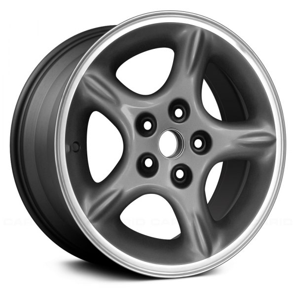 Replace® - 16 x 7 5-Spoke Gray Charcoal Textured Machined Lip Alloy Factory Wheel (Remanufactured)