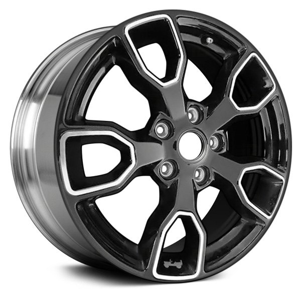 Replace® - 18 x 7.5 Double 5-Spoke Black Polished with Gray Jeep Sticker Alloy Factory Wheel (Remanufactured)