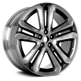 Replace® - Double 5-Spoke Polished Dark Charcoal Metallic Egg Clear 20x8 Alloy Factory Wheel - Replica
