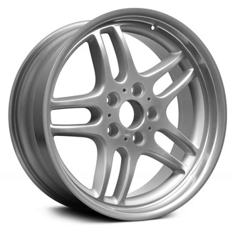 Replace® ALYBN021U10 - Double 5-Spoke Bright Sparkle Silver Face with Emblem 18x8 Alloy Factory Wheel - Remanufactured