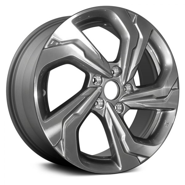 Replace® - 17 x 7.5 5 Spiral-Spoke Machined and Medium Charcoal Metallic Alloy Factory Wheel (Remanufactured)