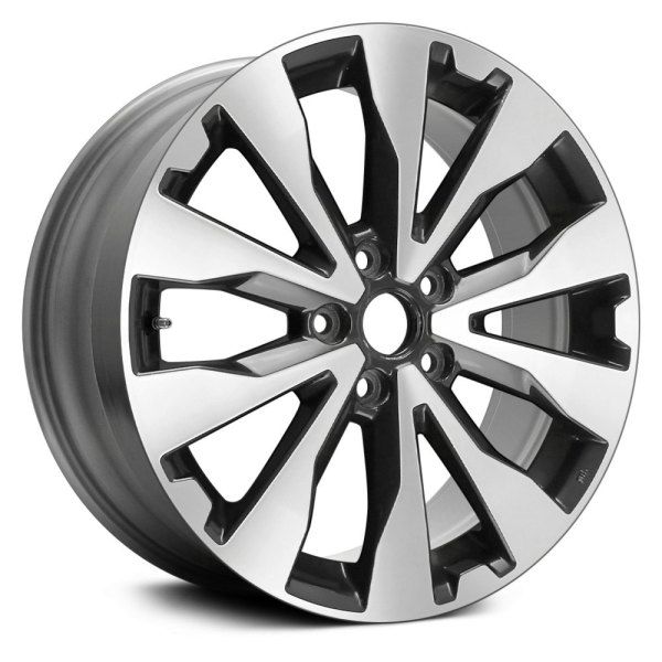 Replace® - 18 x 7 5 V-Spoke Machined and Dark Charcoal Metallic Alloy Factory Wheel (Replica)