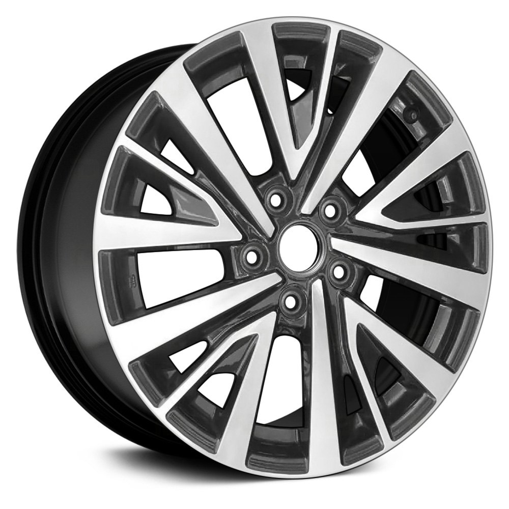 Replace® ALYSW016U45 - 5 W-Spoke Machined and Black Metallic 17x7.5 Alloy  Factory Wheel - Remanufactured