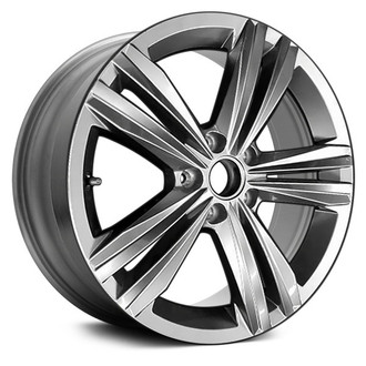 Replace® - Double 5-Spoke All Painted Dark Charcoal Metallic Satin 17x7 Alloy Factory Wheel - Replica
