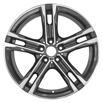 Replace® - Double 5-Spoke Machined Dark Charcoal Metallic 18x8 Alloy Factory Wheel - Remanufactured