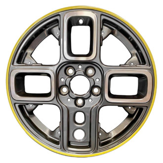 Replace® - 4 Split-Spoke Machined Dark Charcoal with Yellow Line 17x7 Alloy Factory Wheel - Remanufactured