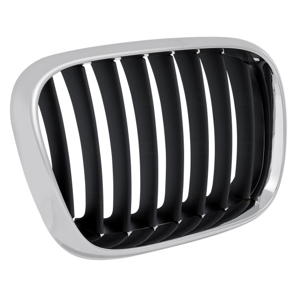 Passenger Side Black & Chrome Grille For 2000-2003 BMW X5 - Right Front, Vertical Billet Style