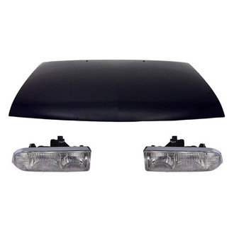 Replace® - 3-Piece Kit (Driver and Passenger Side Headlights, Hood Panel) (CAPA Certified)