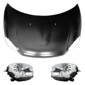 Replace® - 3-Piece Kit (Driver and Passenger Side Headlight Lenses and Housings, Hood Panel) (Standard Line)