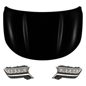 Replace® - 3-Piece Kit (Driver and Passenger Side Headlights, Hood Panel) (CAPA Certified)