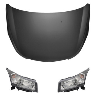 Replace® - 3-Piece Kit (Driver and Passenger Side Headlights, Hood Panel)