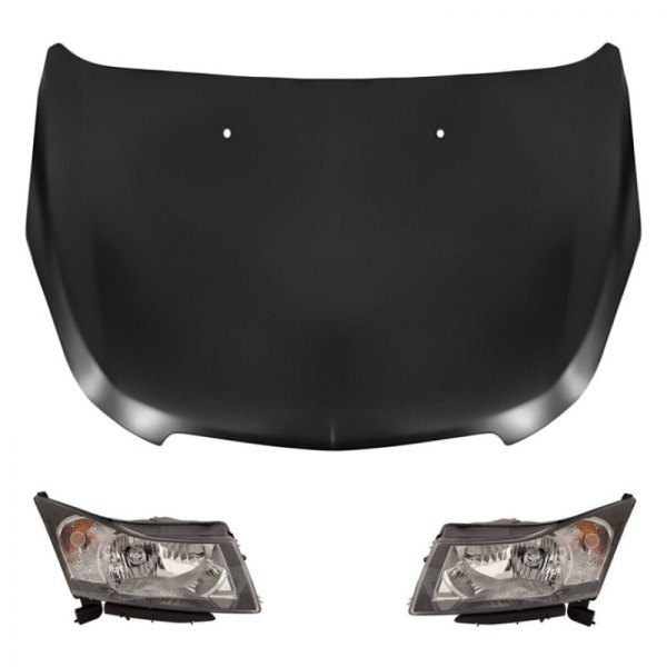 Replace® - 3-Piece Kit (Driver and Passenger Side Headlights, Hood Panel) (Value Line)