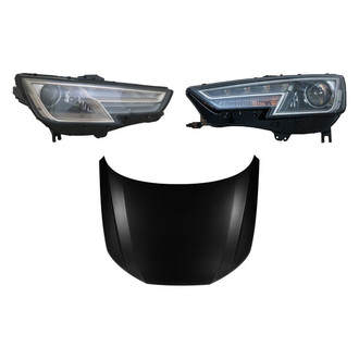 Replace® - 3-Piece Kit (Driver and Passenger Side Headlights, Hood Panel) (CAPA Certified)