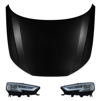 Replace® - 3-Piece Kit (Driver and Passenger Side Headlights, Hood Panel) (CAPA Certified)