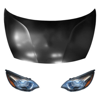 Replace® - 3-Piece Kit (Driver and Passenger Side Headlights, Hood Panel) (Brand New OE)