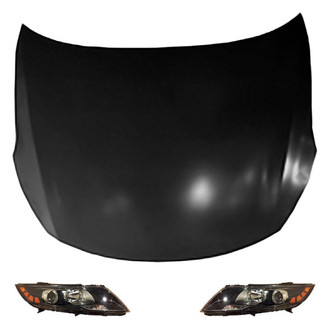 Replace® - 3-Piece Kit (Driver and Passenger Side Headlights, Hood Panel) (Brand New OE)