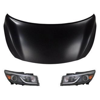 Replace® BNDL-214651 - 3-Piece Kit (Driver and Passenger Side Headlights, Hood Panel) (Brand New OE)