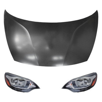 Replace® - 3-Piece Kit (Driver and Passenger Side Headlights, Hood Panel) (CAPA Certified)
