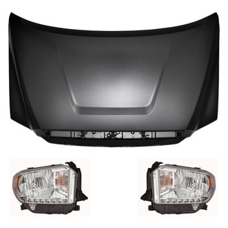 Replace® - 3-Piece Kit (Driver and Passenger Side Headlights, Hood Panel) (CAPA Certified)